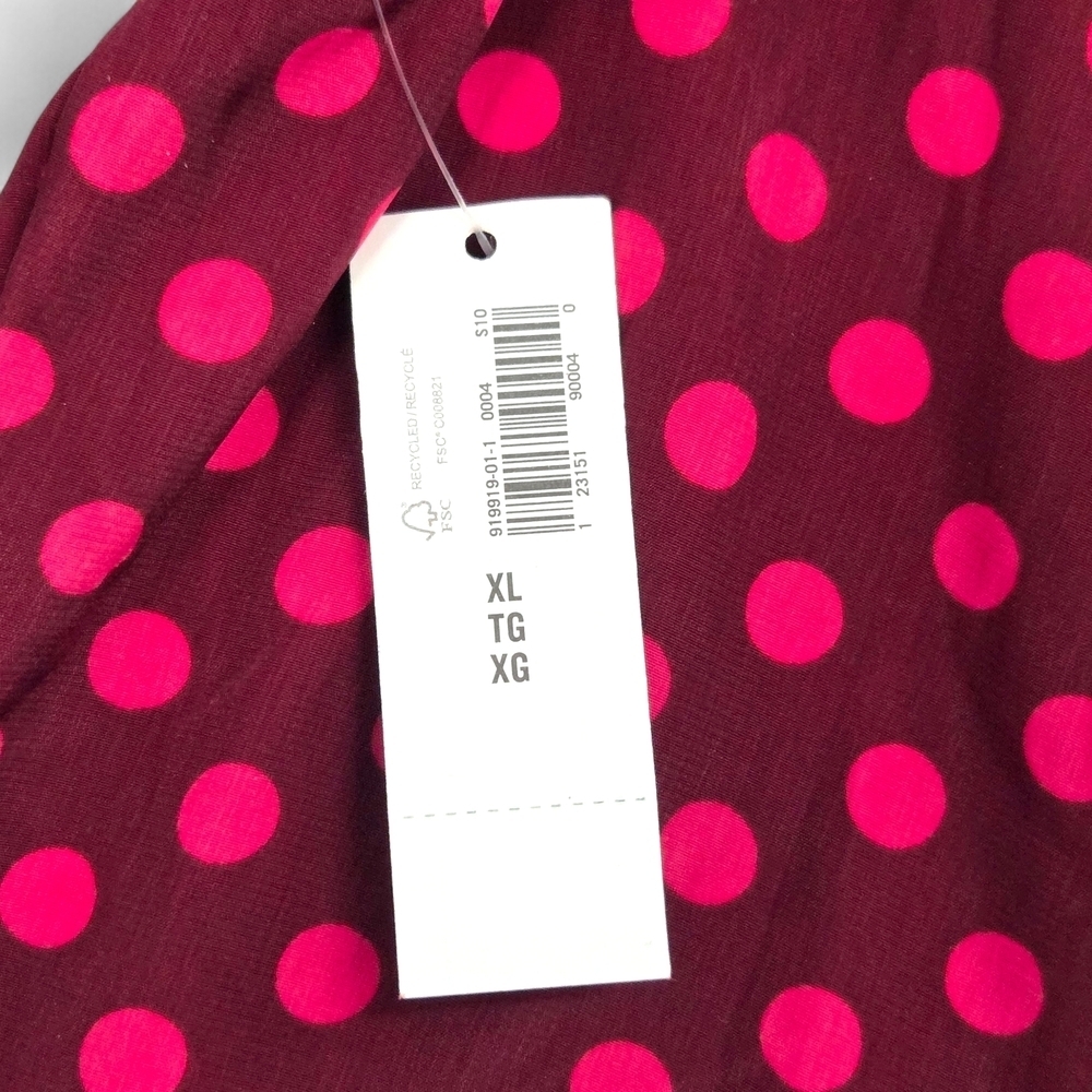 Old Navy Maroon, Brown, Pink Polka Dot Dress 3/4 Sleeves Valentine's Size XL NWT - Picture 8 of 11